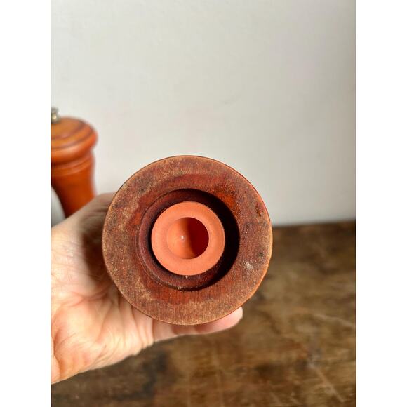 Vintage Wooden Pepper Grinder and Salt Shaker | Farmhouse Cottagecore Kitchen - Picture 9 of 9